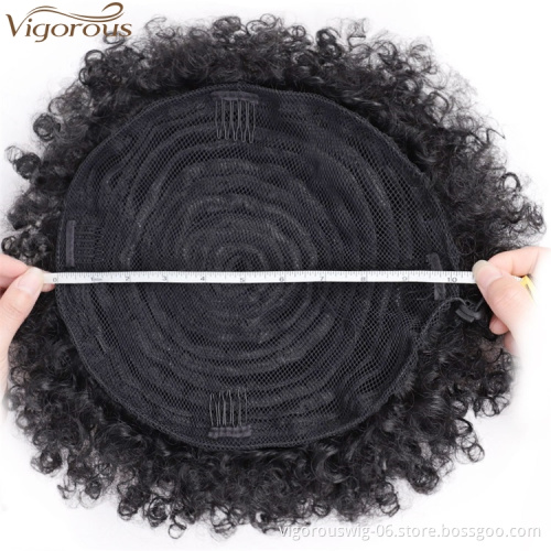 Vigorous Synthetic Afro Puff Drawstring Ponytail Short Kinky Curly Hair Bun Extension Donut Chignon Hair Pieces Four Clips